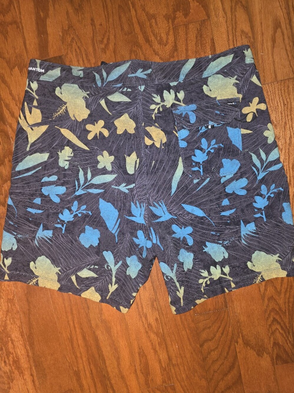 Hurley Navy Floral Print Board/walking Shorts with Teal & Yellow Accents